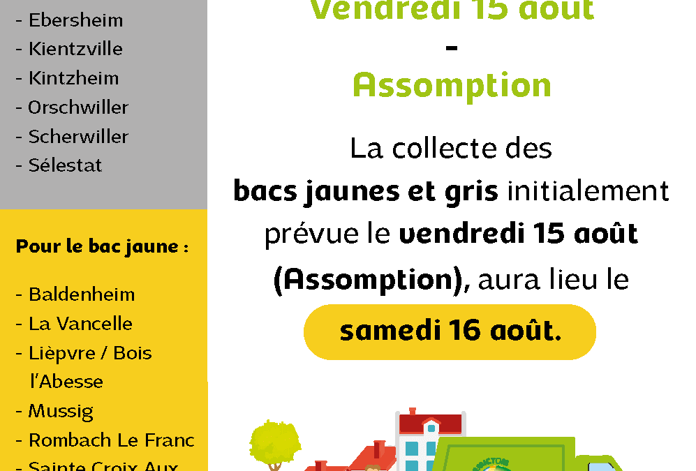 RATTRAPAGE DE LA COLLECTE DU VENDREDI 15 AOUT 2025