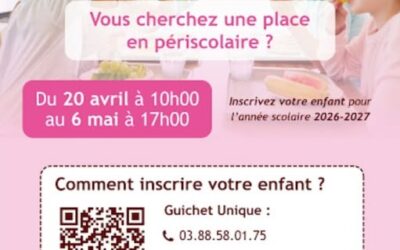 📢 Ouverture des inscriptions au périscolaire !