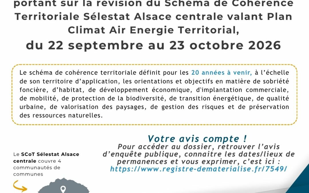 Enquête publique sur la révision du SCoT Sélestat Alsace centrale valant PCAET