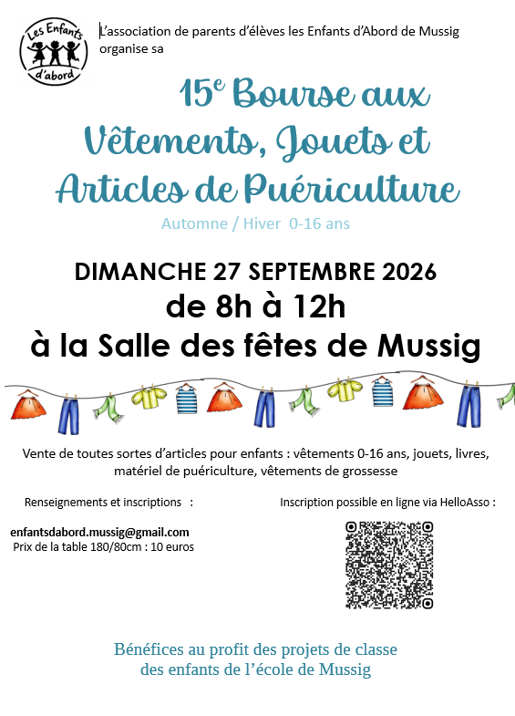 BOURSE AUX VETEMENTS – Automne / Hiver 0-16ans